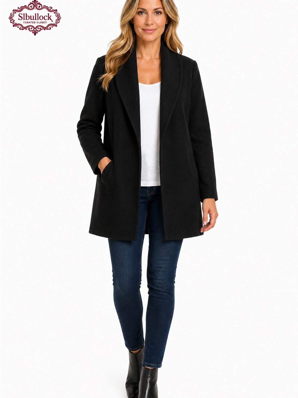 V3 Kristen Blake Vintage 100% Wool Oversized Peacoat XL Made in USA Black